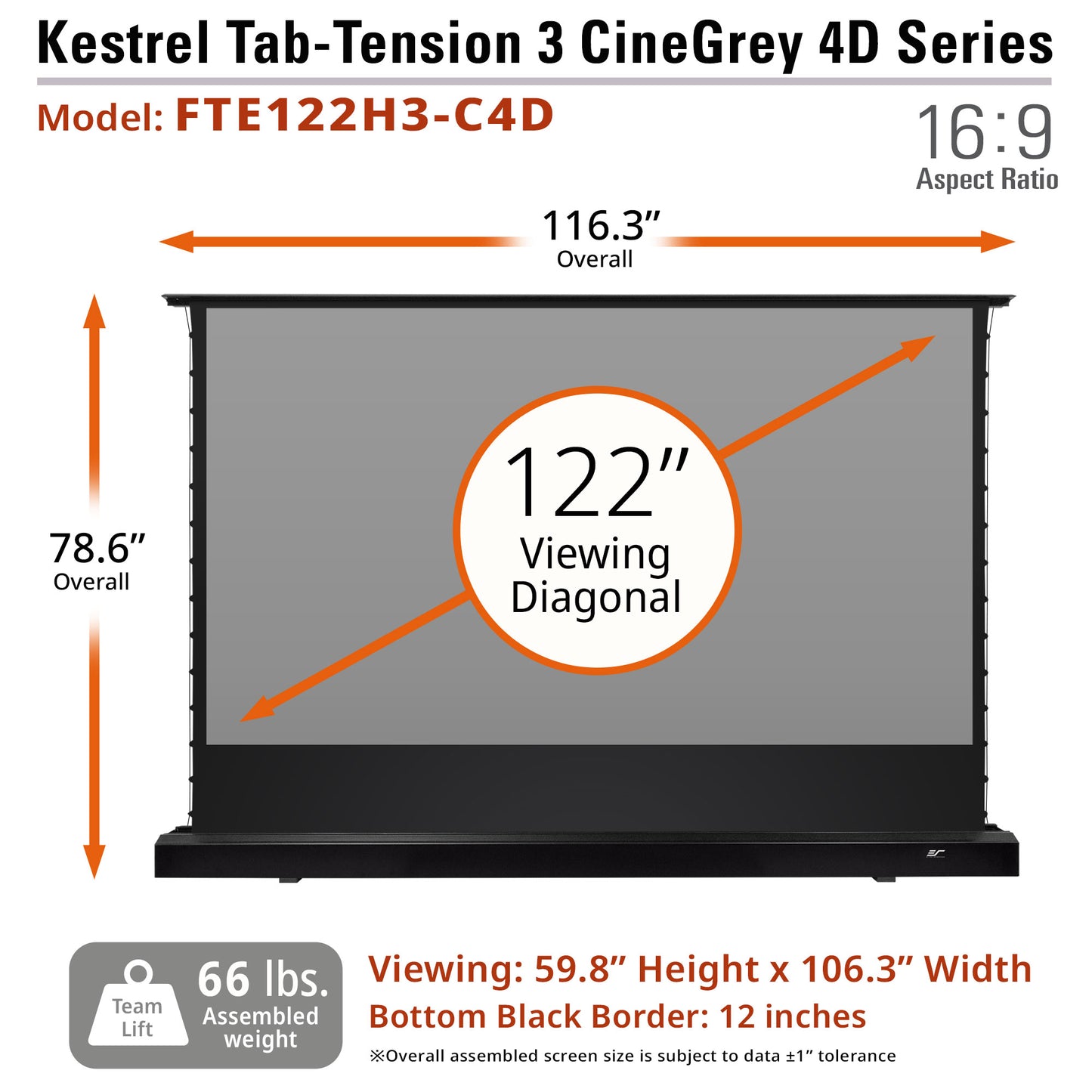 KESTREL TAB-TENSION FLOOR-UP 3 CINEGREY 4D - ELEKTRISCH LEINWÄNDE SCHAARSYSTEEM