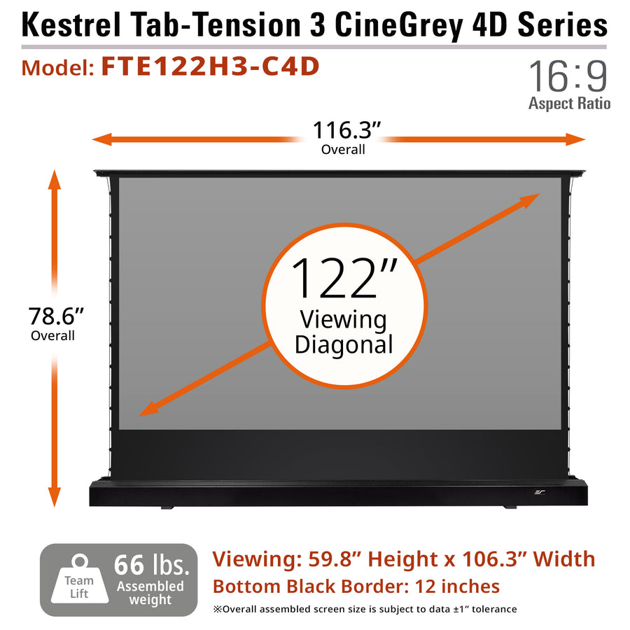 KESTREL TAB-TENSION FLOOR-UP 3 CINEGREY 4D - ELEKTRISCH LEINWÄNDE SCHAARSYSTEEM